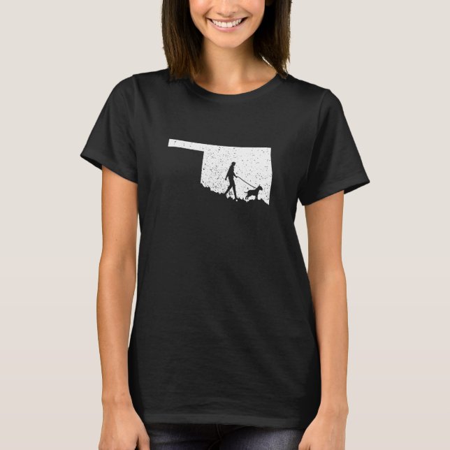 Basenji Walking Oklahoma Hund T Shirt (Framsida)
