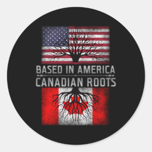 Baserat i Amerika Canadian Roots American Canada Runt Klistermärke