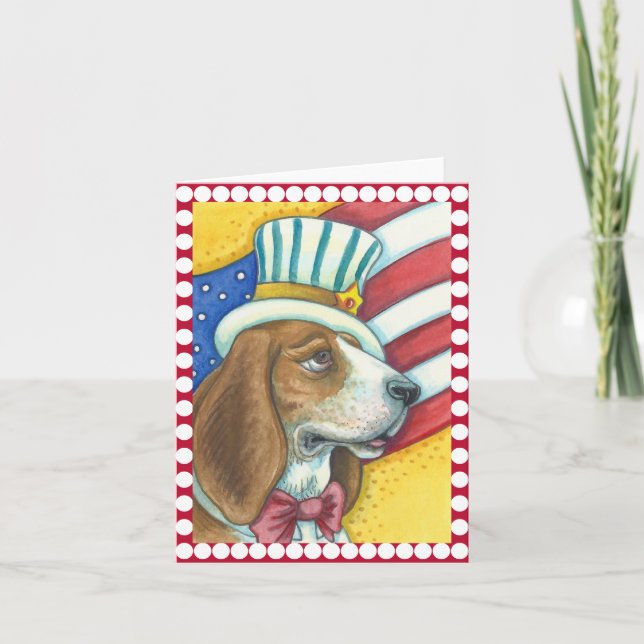 BASET HOUNCLE UNCLE SAM, HUND NOTE CARD blank Kort (Framsida)