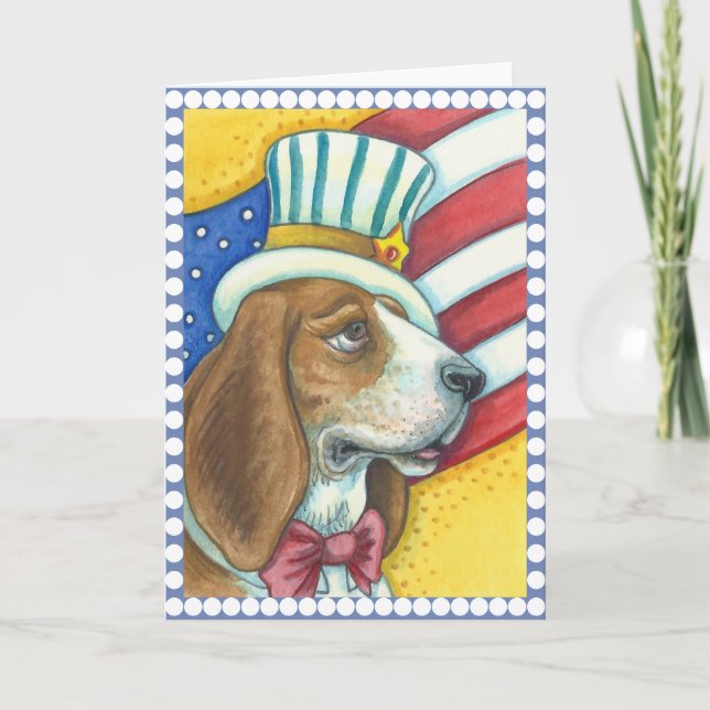 BASET HOUND UNCLE SAM, HUND GREETARD Blank Kort (Framsida)
