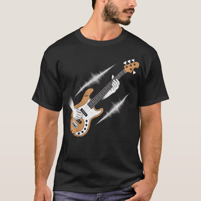 Basgitarrspelare Vintage För T Shirt (Framsida)