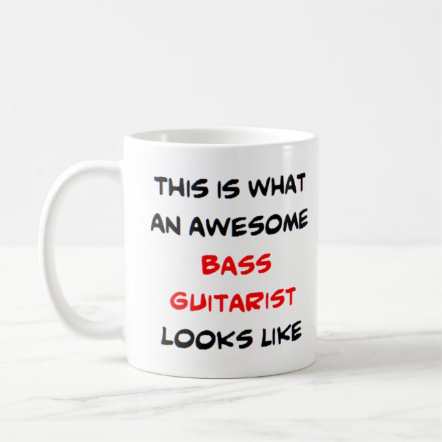 basguitarist, fantastisk kaffemugg (Vänster)
