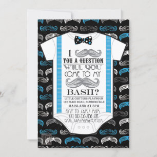Bash Baby Shower-inbjudan till Little Man/Mustache Inbjudningar