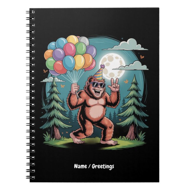 Bash-bubblor för Födelsedagsfest från Bigfoot Anteckningsbok (Framsidan)