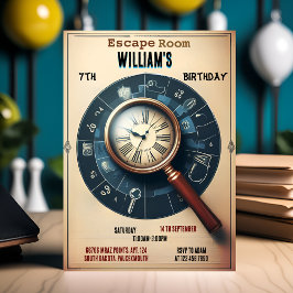 Bash Clue Spy Escape Rumme 7:e Birthday-inbjudan Inbjudningar