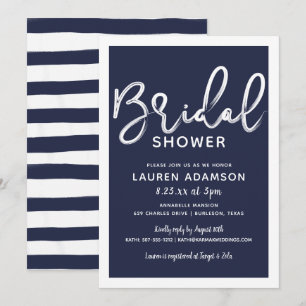 Bash-dusch för Nautical Beach Möhippa Shower Navy Inbjudningar