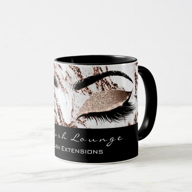 Bash Extension Öga Makeup Copper White Marble Mugg (Framsida höger)