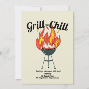 Bash-inbjudan för grill och kyla för BBQ Backyar Inbjudningar