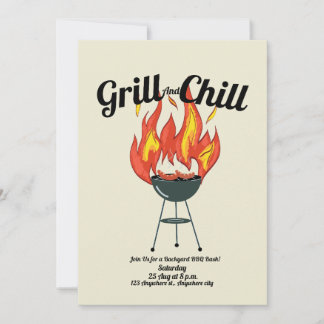 Bash-inbjudan för grill och kyla för BBQ | Backyar Inbjudningar