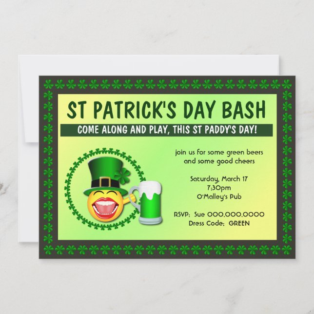 Bash-inbjudan för st patrick's day inbjudningar (Framsida)