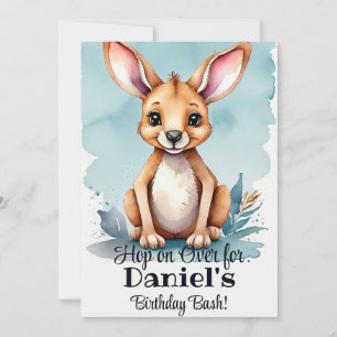 Bash-inbjudan för vattenfärg Kangaroo Birthday Inbjudningar