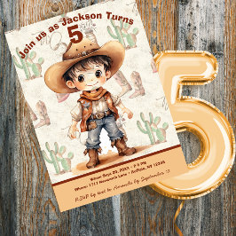 Bash-inbjudan till Cowboy 5:e födelsedagen Inbjudningar