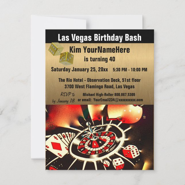 Bash-inbjudan till Las Vegas Birthday Inbjudningar (Framsida)
