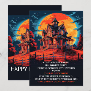 Bash-inbjudningar från Creepy Haunted House Hallow Inbjudningar