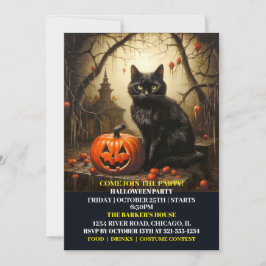 Bash-inbjudningar till Black Kattunge Halloween Inbjudningar