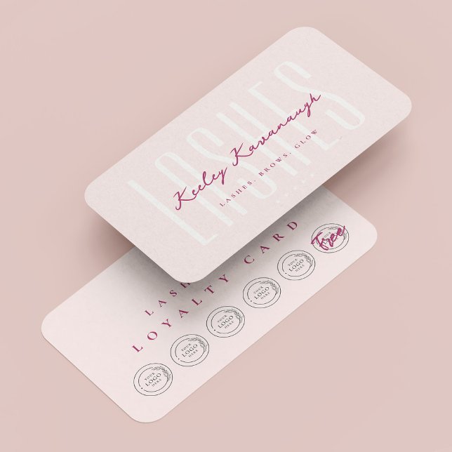 Bash Makeup Artist Slår Rosa Loyalty Card Visitkort (Lashes Makeup Artist Punch Pink Loyalty Card
)