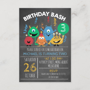 Bash Monster Birthday-inbjudan Inbjudningar