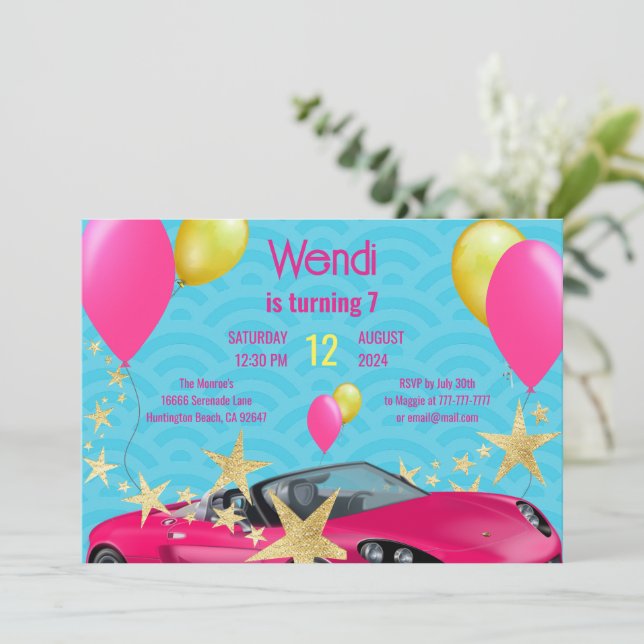 Bash Party-inbjudan till rosa Birthday Bash Party Inbjudningar (Stående Fram)