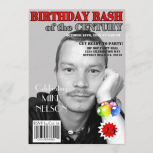 Bash Red Grått Magazine täcker alla åldrar Inbjudningar