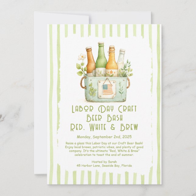 Bash - röd, vit, bruna - Brött, Brött Inbjudningar (Framsida)