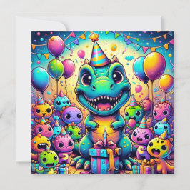 Bash T-Rex och Friends Birthday-firandet Kort