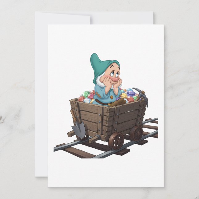 Bashful Snow White Mining Cart Diamond Art Inbjudningar (Framsida)
