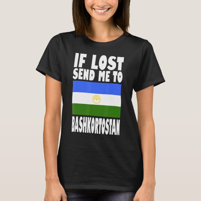 Bashkortostan Flagga Design Om borttappaden skicka T Shirt (Framsida)