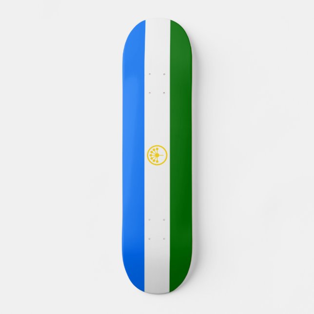 Bashkortostans patriotiska flagga mini skateboard bräda 18,5 cm (Framsida)