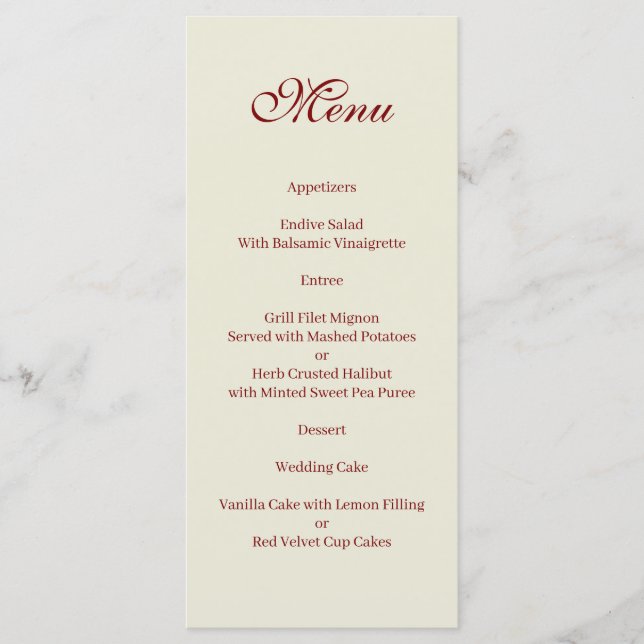 Basic and Elegant beige and burgundy Menu Meny (Framsida)