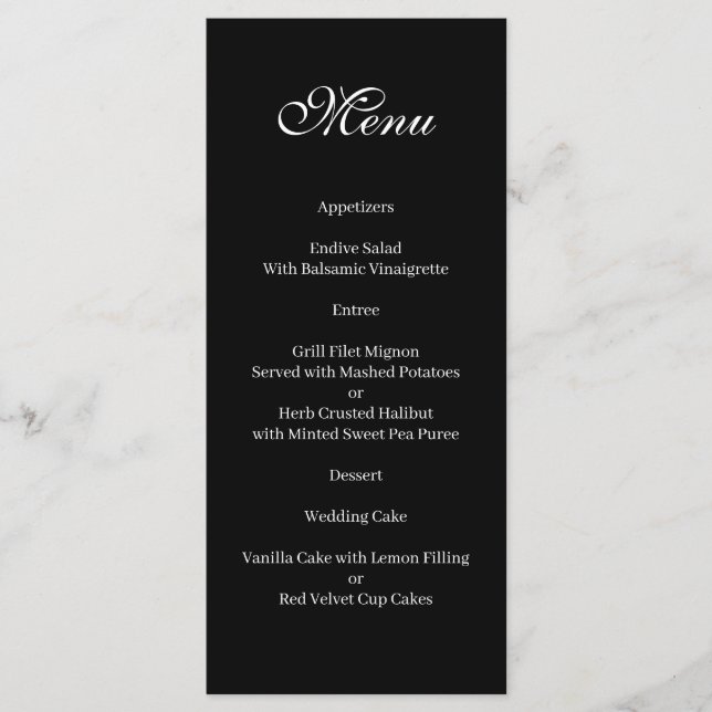 Basic and Elegant black and white Menu Meny (Framsida)