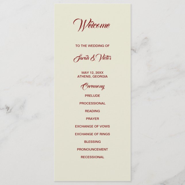 Basic and Elegant double side program card  (Framsida)