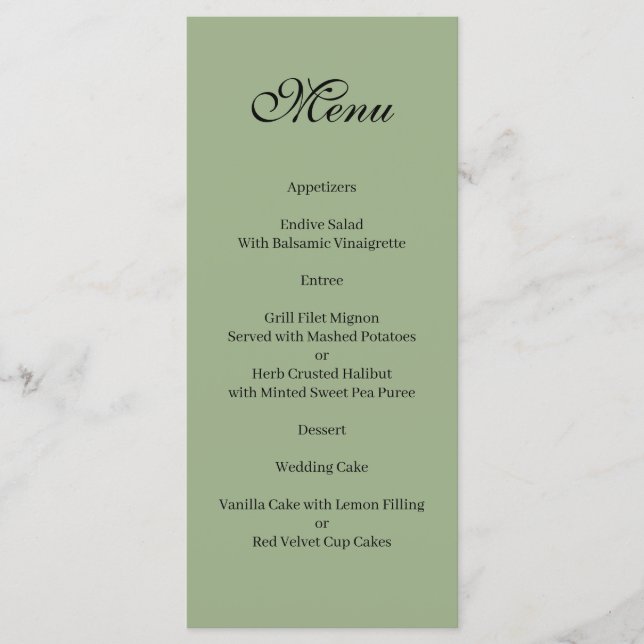 Basic and Elegant green and white Menu Meny (Framsida)