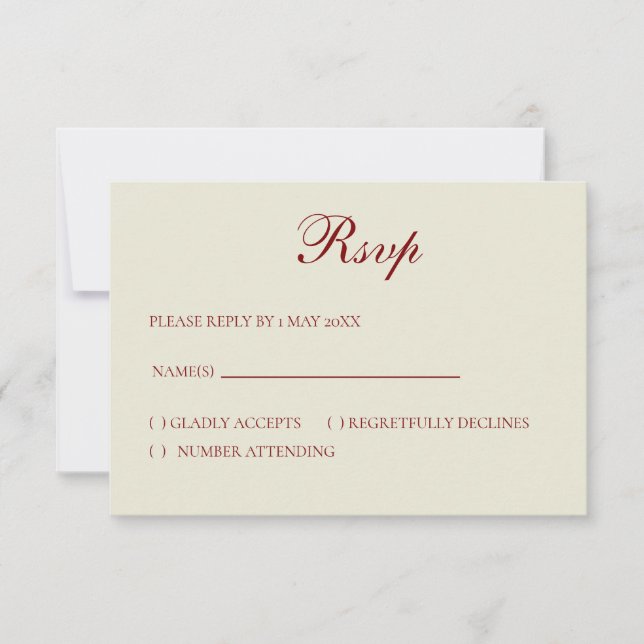 Basic and Elegant RSVP card OSA Kort (Framsida)