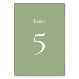 Basic and Elegant Sage Green Table number Card Bordsnummer