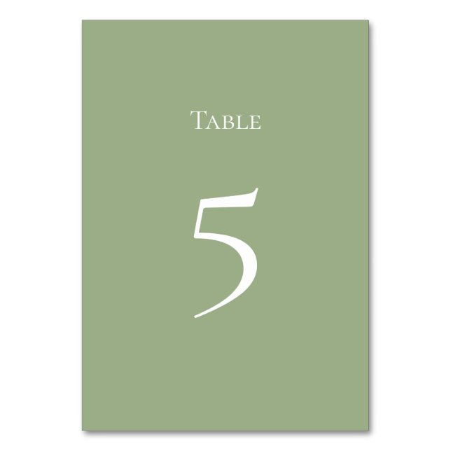 Basic and Elegant Sage Green Table number Card Bordsnummer (Framsidan)