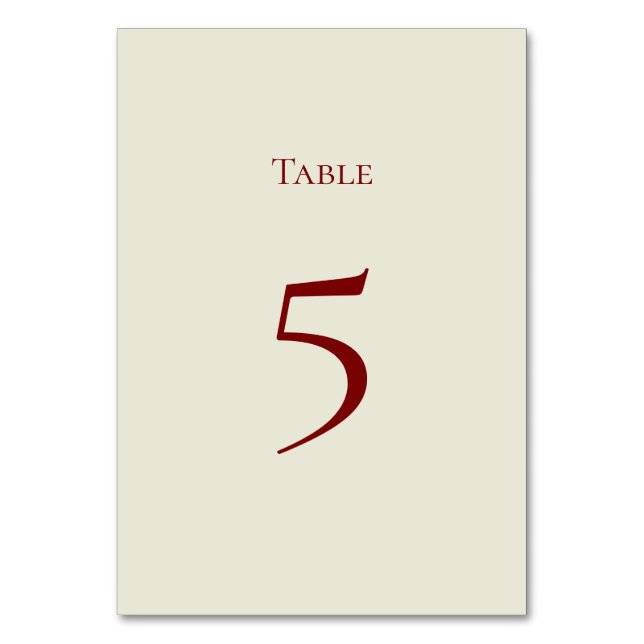 Basic and Elegant Table Number Card Bordsnummer (Framsidan)