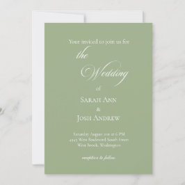 Basic and Elegant Wedding Sage Green Invitation Inbjudningar