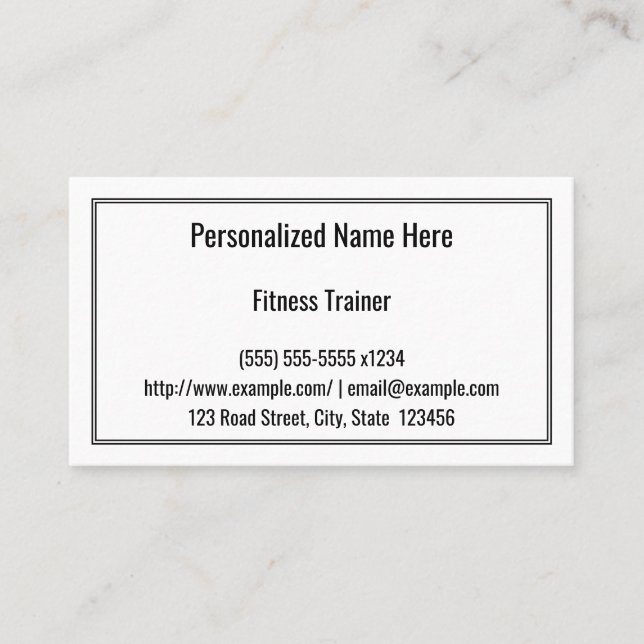 Basic and Simple Fitness Trainer Business Card Visitkort (Framsida)