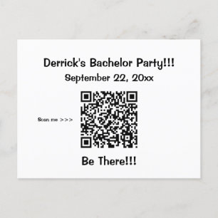 Basic Bachelor Party-inbjudan med QR-kodinformatio Vykort