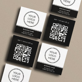 Basic Black Business Logo QR Code  Fyrkantigt Visitkort
