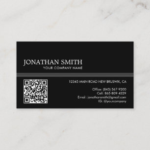 Basic Black Minimum Stripe QR-kod Visitkort