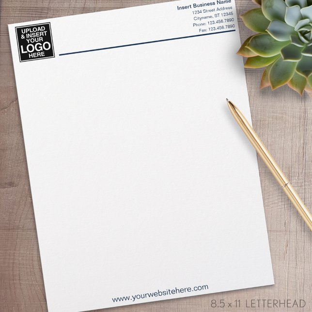 Basic Business Office Letterhead - Navy and White Brevhuvud (Personalized Letterhead )