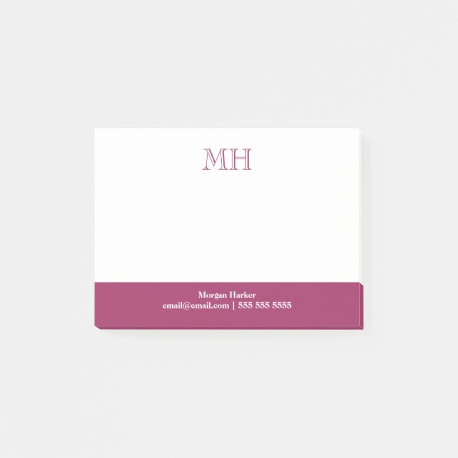 Basic Clean Initialer White Fuchsia Post-it Block (Framsida)