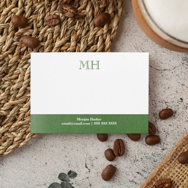 Basic Clean Moss Grönt White Initialer Post-it Block (Skapare uppladdad)