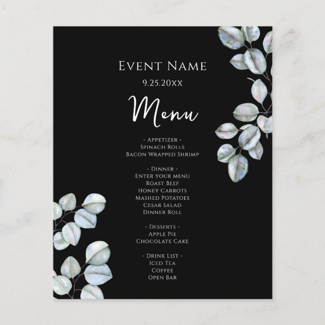 Basic Event Menu Eucalyptus Flygblad (Framsidan)