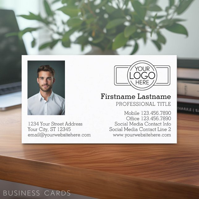 Basic Executive-design med Logotyp och foto Visitkort (Classic Business Card Design with a Photo)