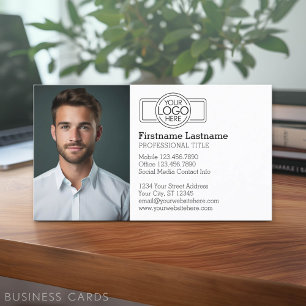 Basic Executive-design med Logotyp och foto Visitkort
