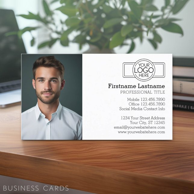 Basic Executive-design med Logotyp och foto Visitkort (Classic Business Card Design with a Photo)