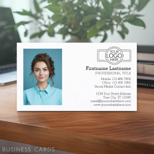 Basic Executive-design med Logotyp och foto Visitkort