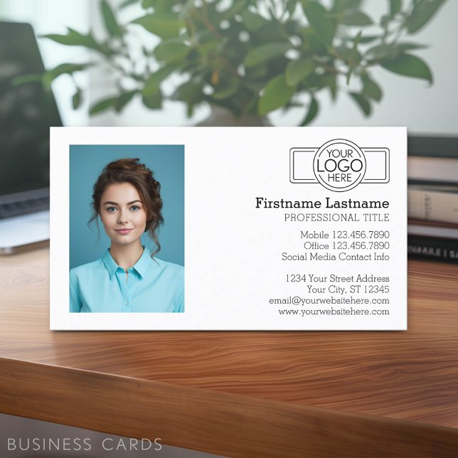 Basic Executive-design med Logotyp och foto Visitkort (Classic Business Card Design with a Photo)